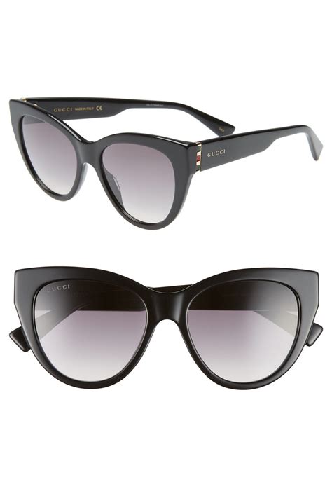 gucci square cateye sunglasses - black/grey lens|gucci 53mm cat eye sunglasses.